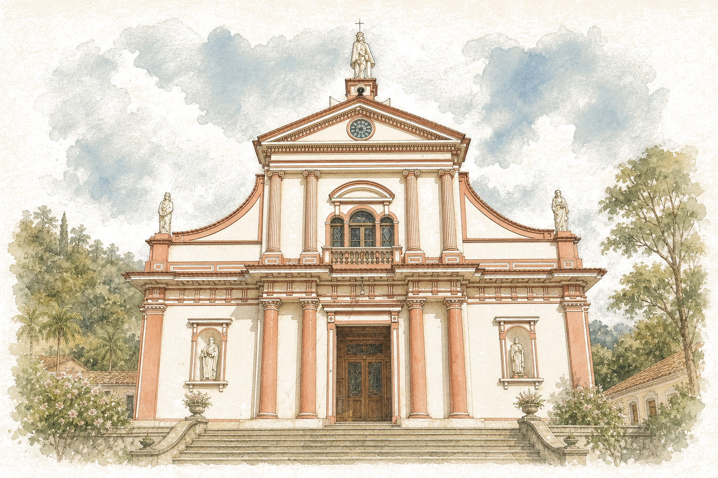 Aquarela do Santuário do Senhor Bom Jesus em Monte Alegre do Sul